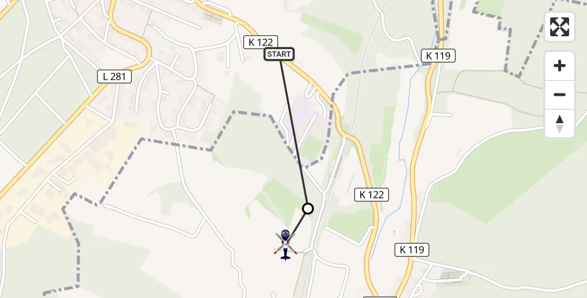Flugroute Polizeihubschrauber Gebhardshain - Steinebach/Sieg, 16 August 2026, 14:24