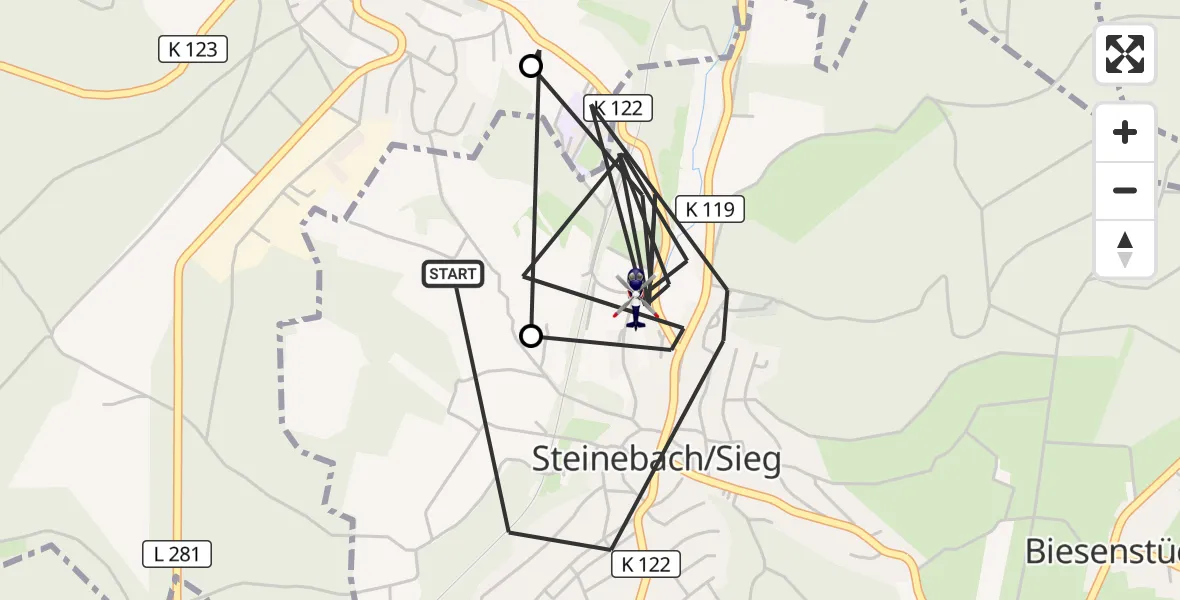 Flugroute Polizeihubschrauber Steinebach/Sieg - Steinebach/Sieg, 16 August 2026, 14:49