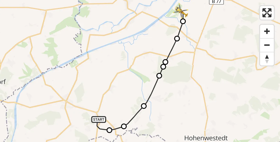 Flugroute Ambulanzhubschrauber Gokels - Hörsten, 16 August 2026, 15:08