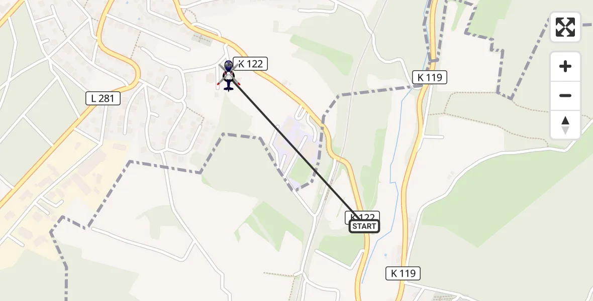Flugroute Polizeihubschrauber Steinebach/Sieg - Gebhardshain, 16 August 2026, 16:08