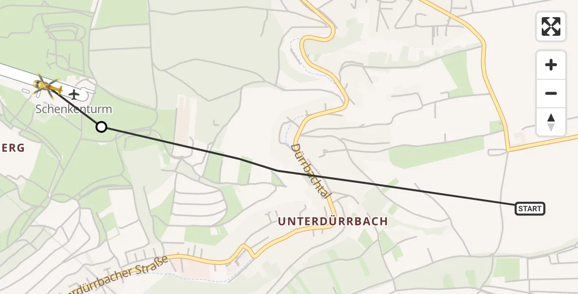 Flugroute Rettungshubschrauber Würzburg - Würzburg-Schenkenturm Flugplatz, 16 August 2026, 16:38