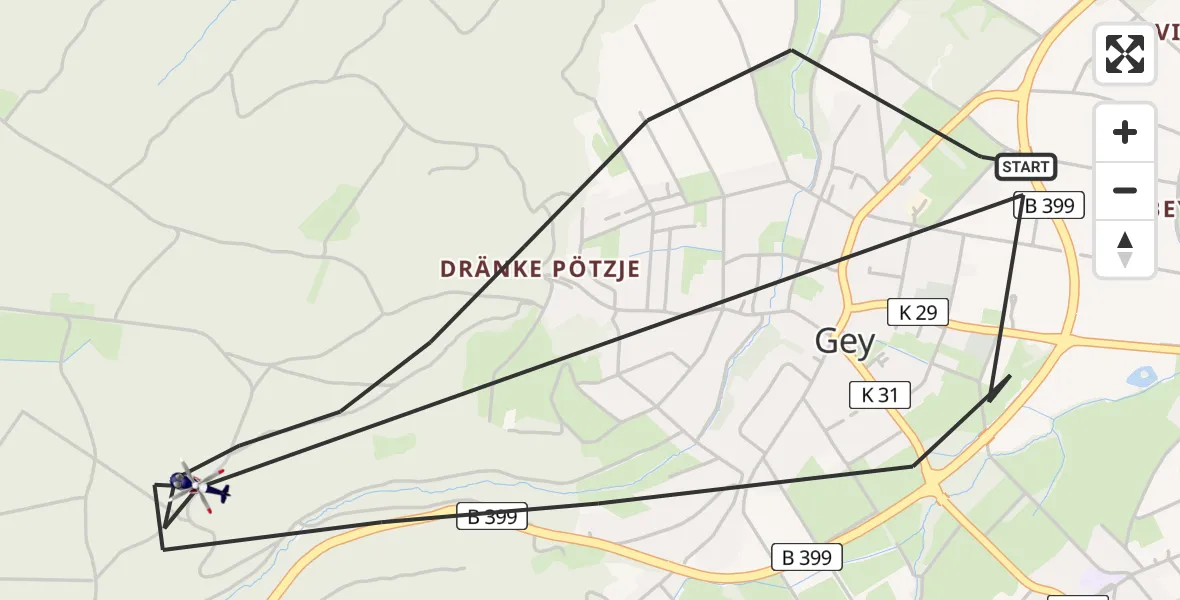 Flugroute Polizeihubschrauber Hürtgenwald - Hürtgenwald, 16 August 2026, 17:11