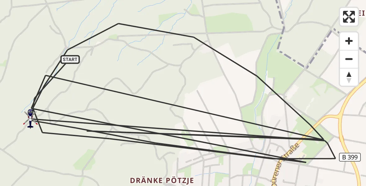 Flugroute Polizeihubschrauber Hürtgenwald - Hürtgenwald, 16 August 2026, 17:43