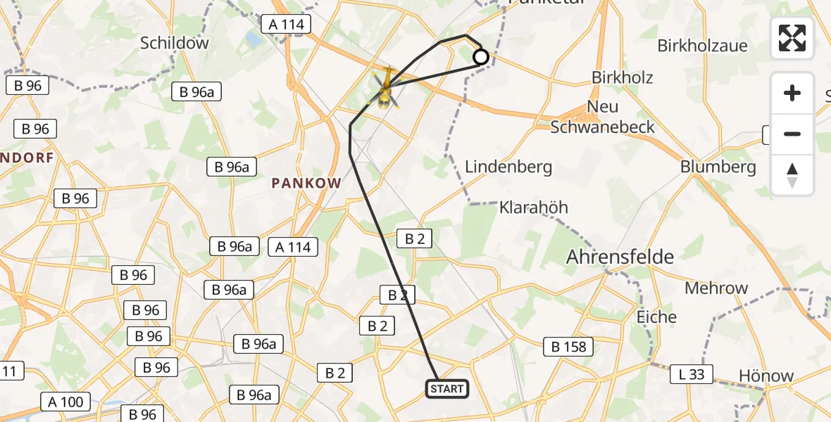 Flugroute Rettungshubschrauber Berlin - Berlin, 16 August 2026, 17:49