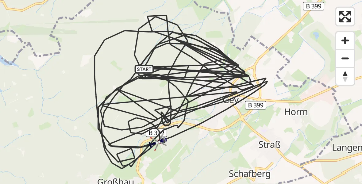 Flugroute Polizeihubschrauber Hürtgenwald - Hürtgenwald, 16 August 2026, 17:50