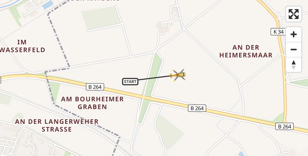 Flugroute Rettungshubschrauber Langerwehe - Langerwehe, 16 August 2026, 18:01