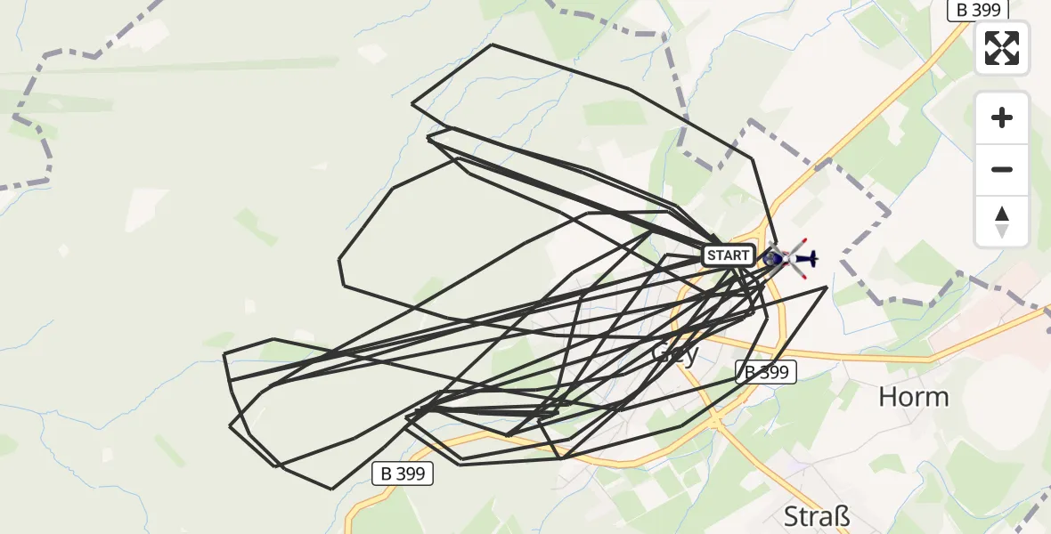 Flugroute Polizeihubschrauber Hürtgenwald - Hürtgenwald, 16 August 2026, 18:12