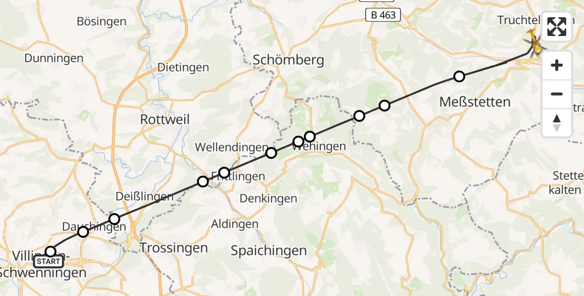Flugroute Ambulanzhubschrauber DRF Air Rescue Station Villingen-Schwenningen Hubschrauberlandeplatz (Christoph 11) - Albstadt, 16 August 2026, 20:14