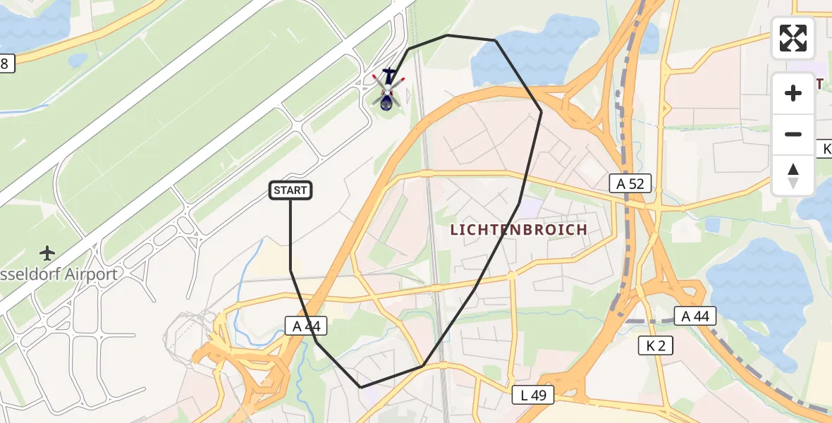 Flugroute Polizeihubschrauber Düsseldorf Flughafen - Düsseldorf Flughafen, 17 August 2026, 07:27