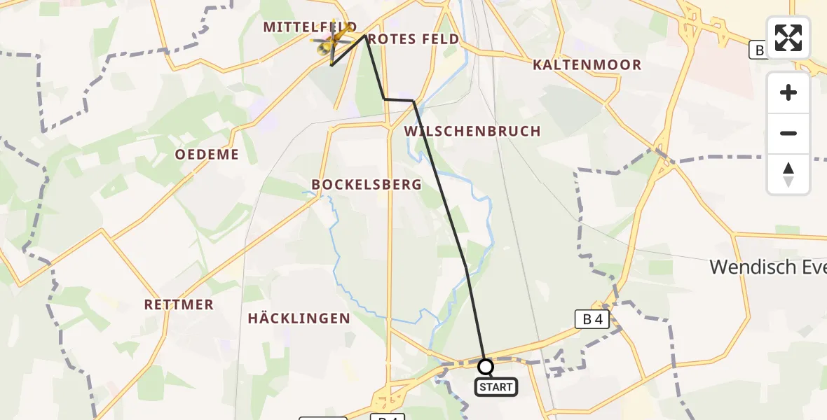 Flugroute Rettungshubschrauber Deutsch Evern - Lüneburg, 17 August 2026, 07:42