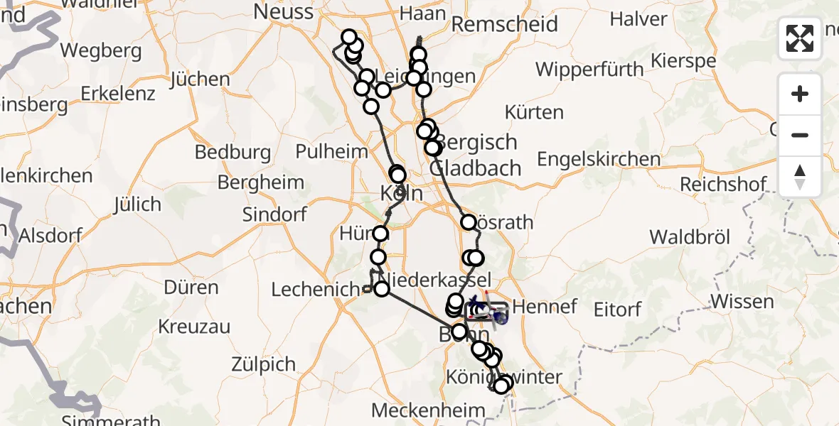 Flugroute Polizeihubschrauber Sankt Augustin - Bonn-Hangelar Flugplatz, 17 August 2026, 08:00