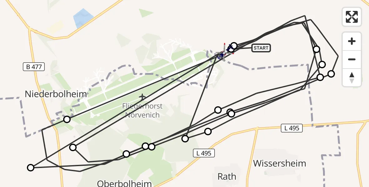 Flugroute Polizeihubschrauber Erftstadt - Kerpen, 17 August 2026, 08:10