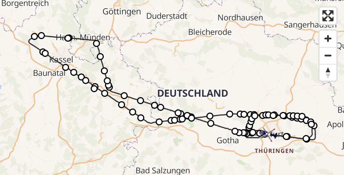 Flugroute Polizeihubschrauber Erfurt - Erfurt, 17 August 2026, 08:23