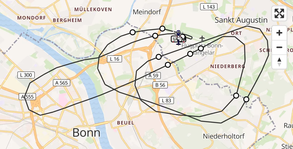 Flugroute Polizeihubschrauber Sankt Augustin - Sankt Augustin, 17 August 2026, 08:47