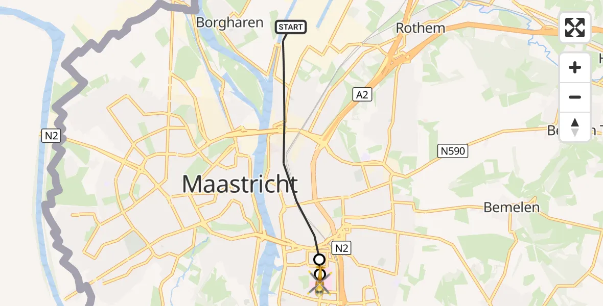 Flugroute Rettungshubschrauber Maastricht - Maastricht UMC+, 17 August 2026, 08:51