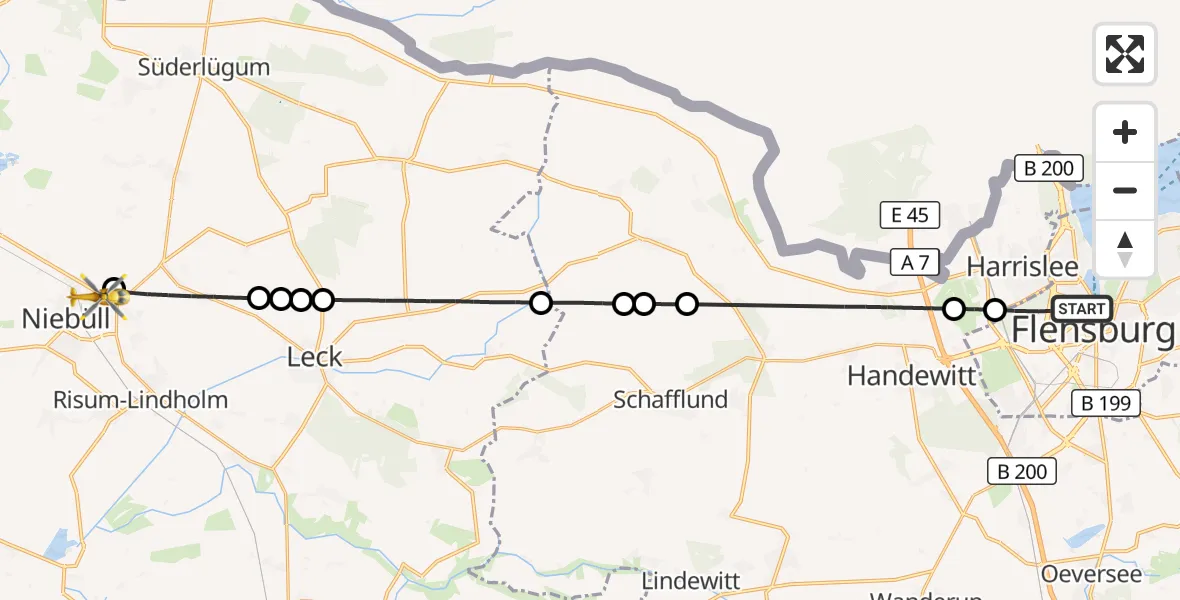 Flugroute Ambulanzhubschrauber Flensburg - Niebüll, 17 August 2026, 08:54