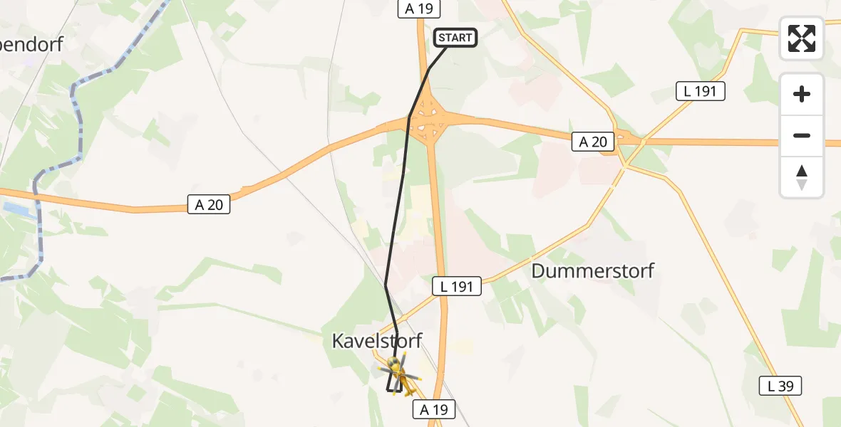 Flugroute Ambulanzhubschrauber Dummerstorf - Dummerstorf, 17 August 2026, 09:11