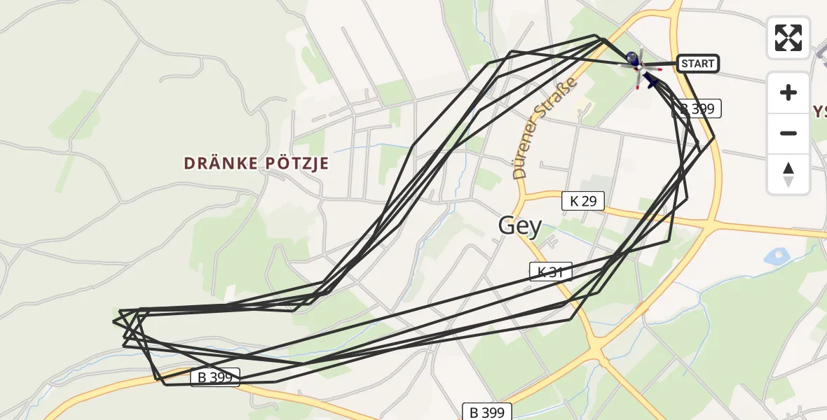 Flugroute Polizeihubschrauber Hürtgenwald - Hürtgenwald, 17 August 2026, 09:47