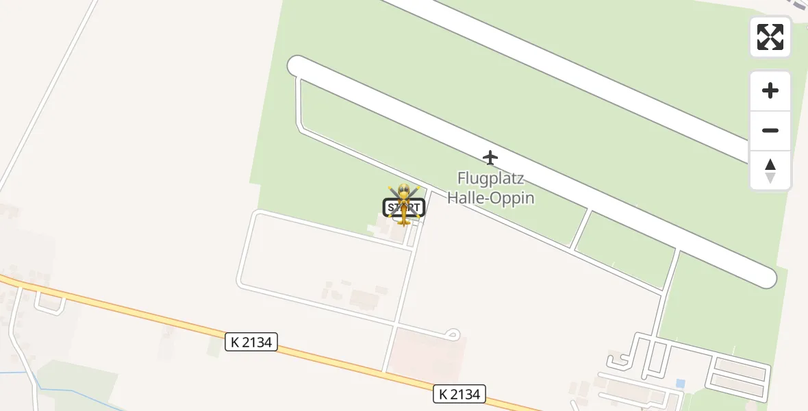Flugroute Rettungshubschrauber Halle-Oppin Flugplatz - Halle-Oppin Flugplatz, 17 August 2026, 09:59