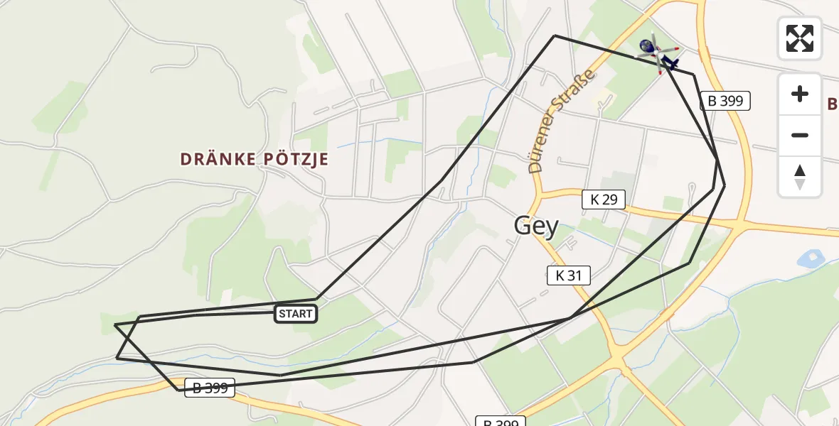 Flugroute Polizeihubschrauber Hürtgenwald - Hürtgenwald, 17 August 2026, 10:07