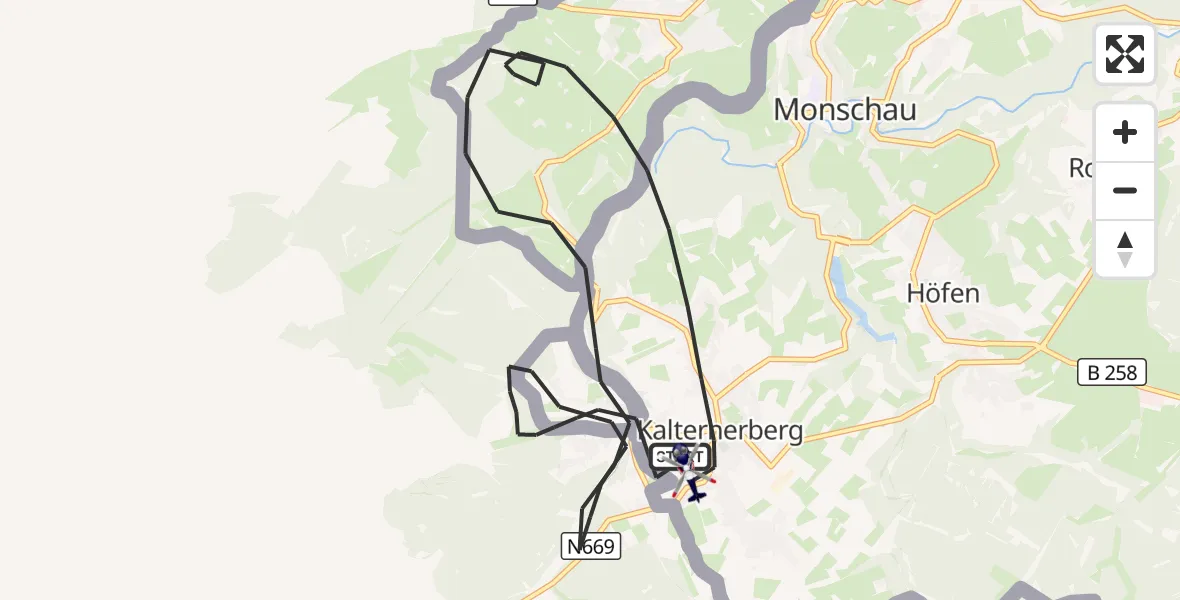 Flugroute Polizeihubschrauber Monschau - Monschau, 17 August 2026, 11:27
