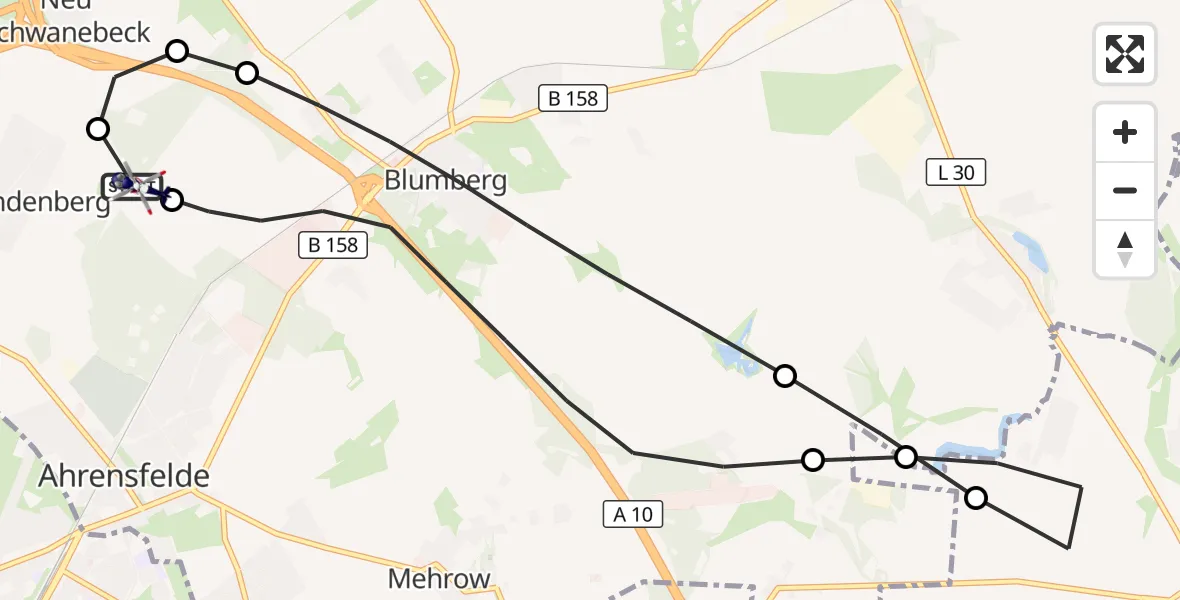 Flugroute Polizeihubschrauber Ahrensfelde Hubschrauberlandeplatz - Ahrensfelde Hubschrauberlandeplatz, 17 August 2026, 11:59