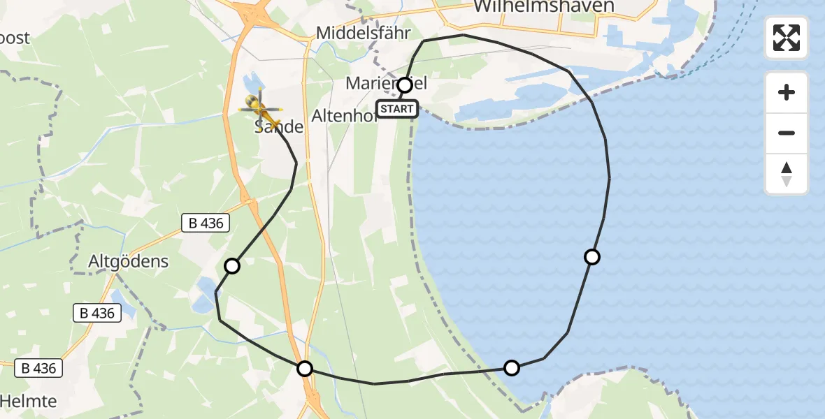 Flugroute Rettungshubschrauber Sande - Sande, 17 August 2026, 12:19