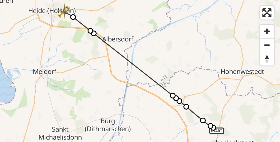Flugroute Rettungshubschrauber Itzehoe Hungriger Wolf Flugplatz - Heide, 17 August 2026, 12:26