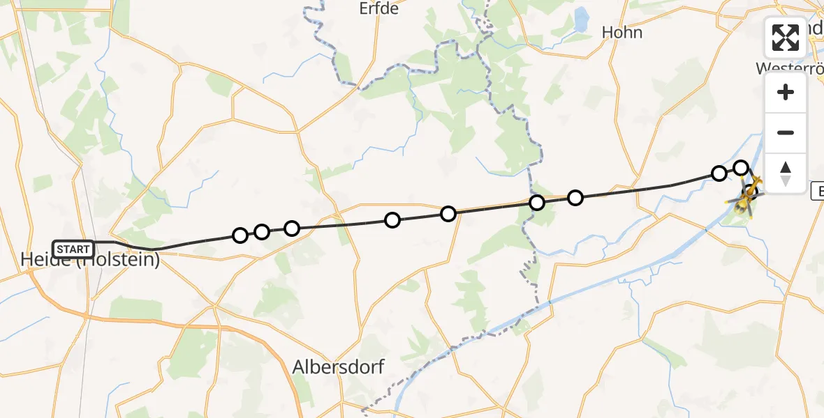 Flugroute Ambulanzhubschrauber Heide - Hörsten, 17 August 2026, 12:36