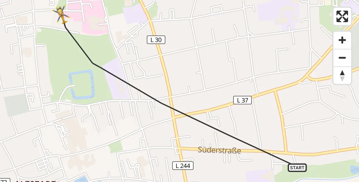Flugroute Ambulanzhubschrauber Husum - Husum, 17 August 2026, 12:48