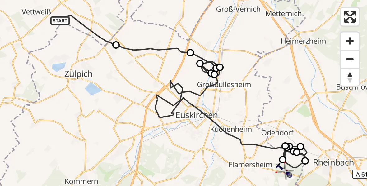 Flugroute Polizeihubschrauber Vettweiß - Euskirchen, 17 August 2026, 12:49