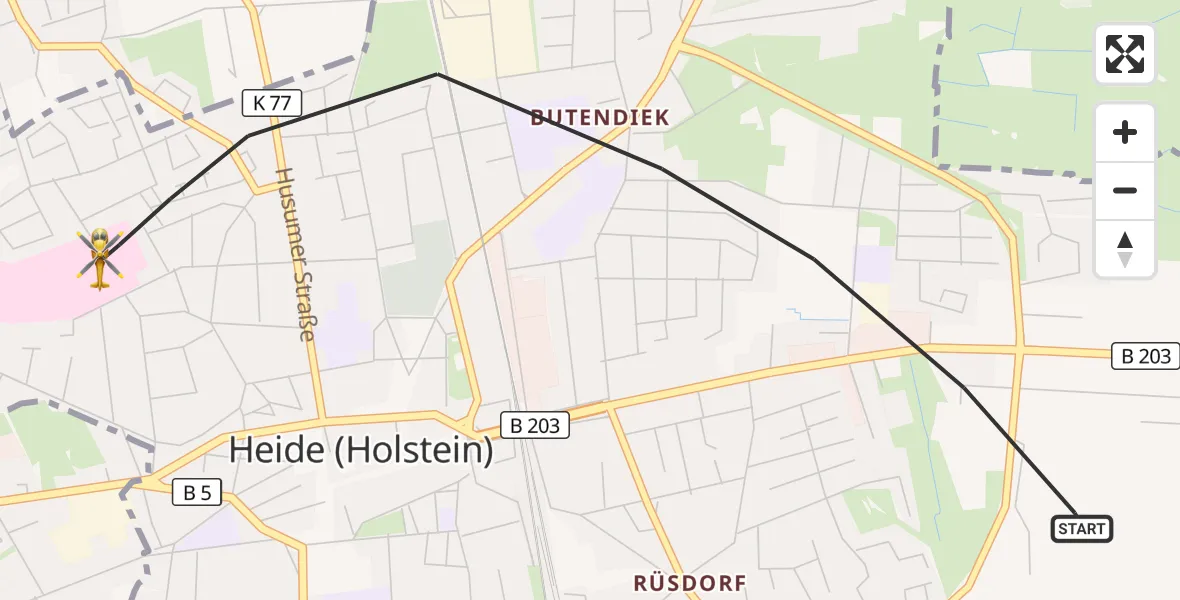 Flugroute Rettungshubschrauber Heide - Heide, 17 August 2026, 12:56