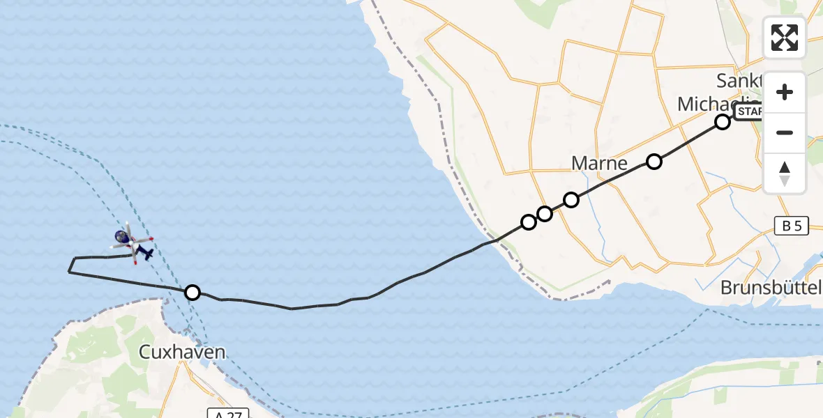 Flugroute Polizeihubschrauber Sankt Michaelisdonn - Cuxhaven, 17 August 2026, 13:35