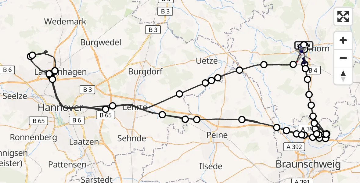 Flugroute Polizeihubschrauber Gifhorn Bundespolizei Hubschrauberlandeplatz - Gifhorn, 17 August 2026, 13:40