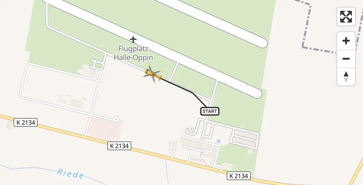 Flugroute Rettungshubschrauber Halle-Oppin Flugplatz - Halle-Oppin Flugplatz, 17 August 2026, 14:07