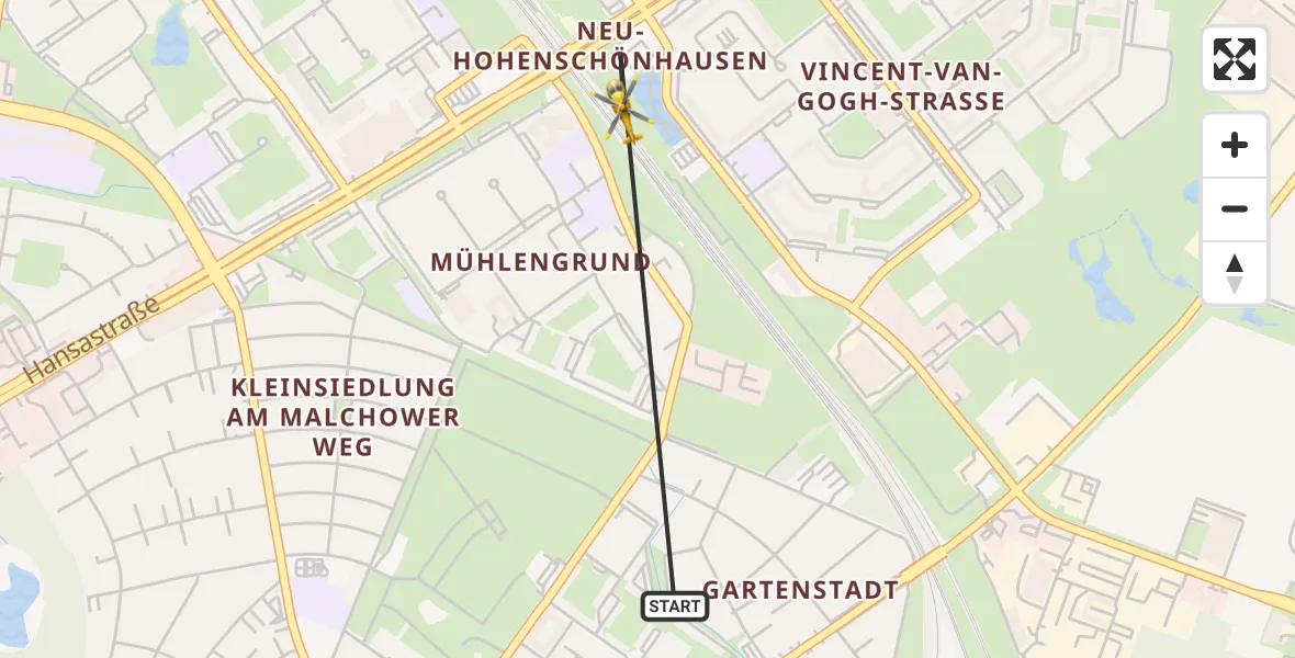 Flugroute Rettungshubschrauber Berlin - Berlin, 17 August 2026, 14:24