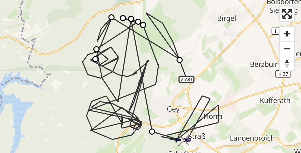 Flugroute Polizeihubschrauber Hürtgenwald - Hürtgenwald, 17 August 2026, 14:26