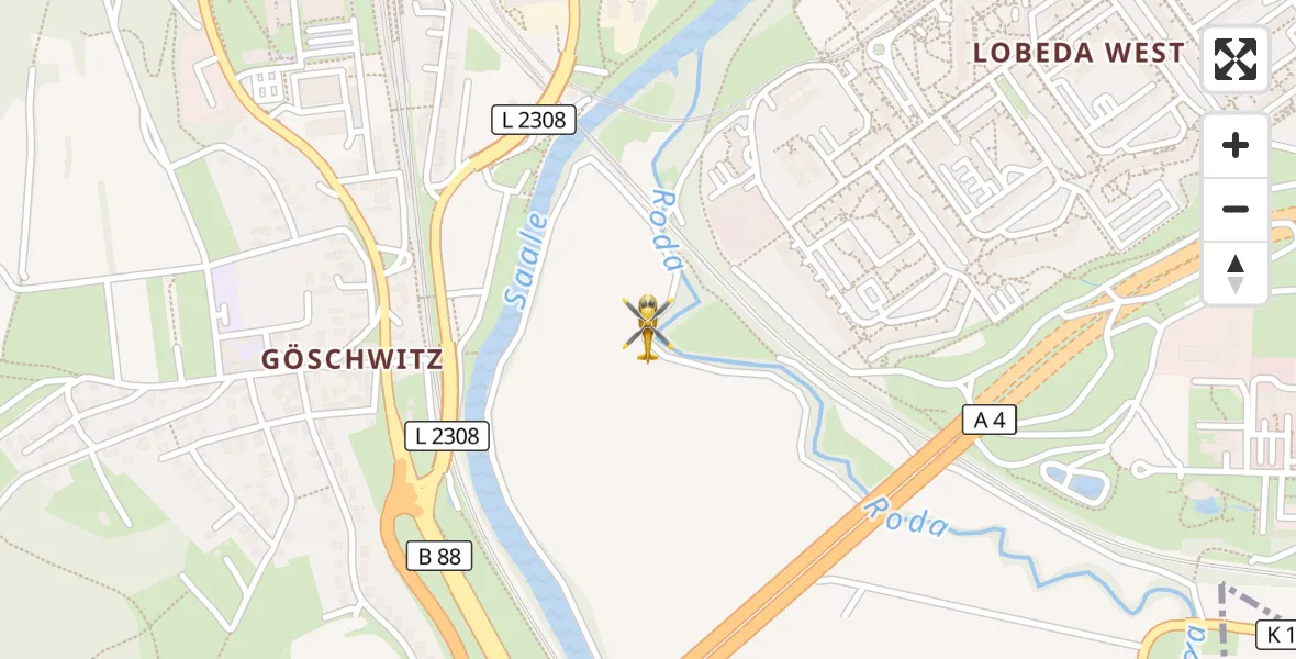 Flugroute Rettungshubschrauber Jena - Jena, 17 August 2026, 15:27