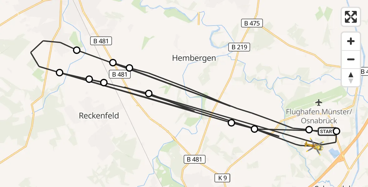 Flugroute Ambulanzhubschrauber Christoph  Westfalen-ADAC - Greven, 17 August 2026, 15:43
