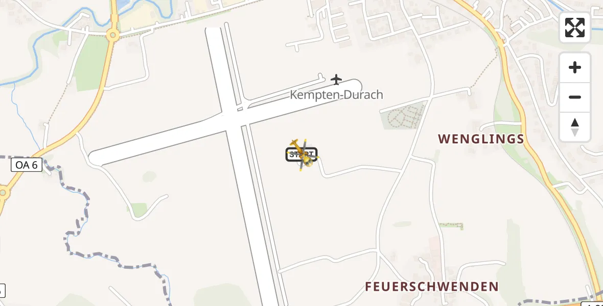 Flugroute Rettungshubschrauber Kempten-Durach Flugplatz - Kempten-Durach Flugplatz, 17 August 2026, 16:07