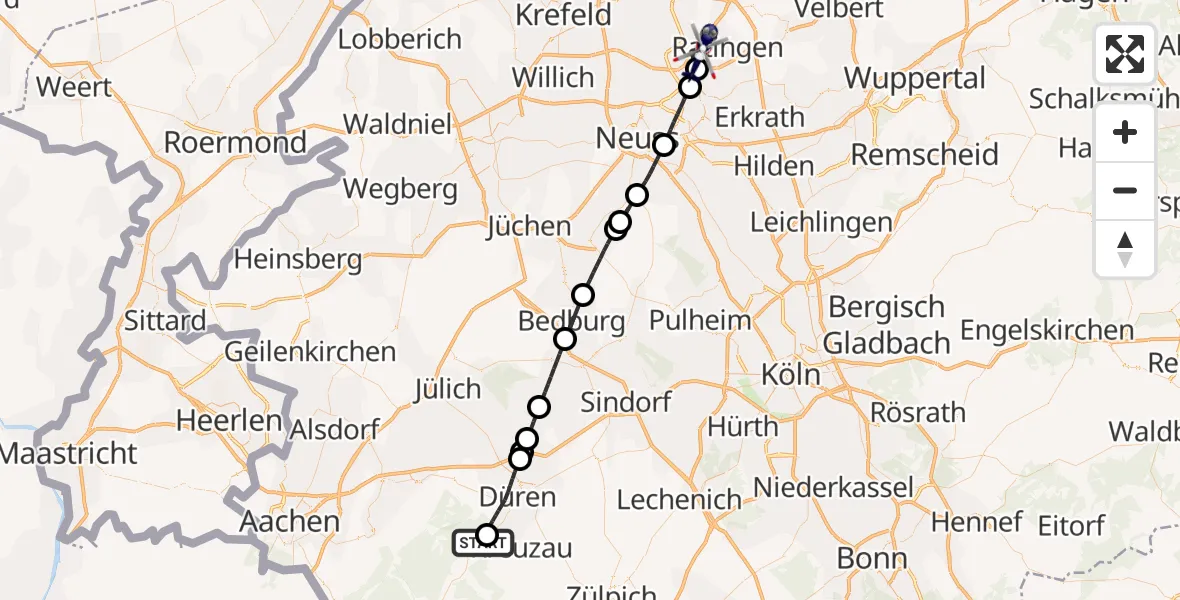 Flugroute Polizeihubschrauber Hürtgenwald - Düsseldorf Flughafen, 17 August 2026, 16:38