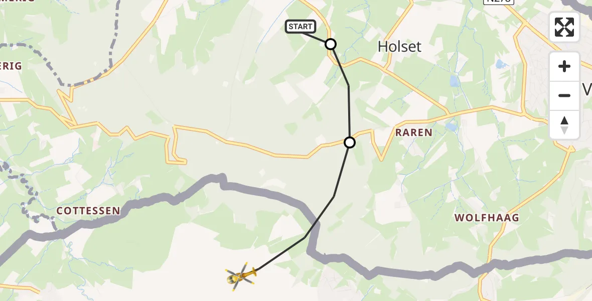 Flugroute Rettungshubschrauber Vijlen - Vaals, 17 August 2026, 16:46