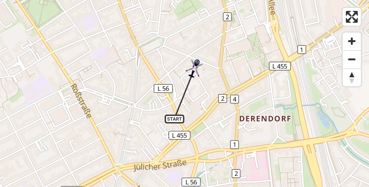 Flugroute Polizeihubschrauber Düsseldorf - Düsseldorf, 17 August 2026, 17:00