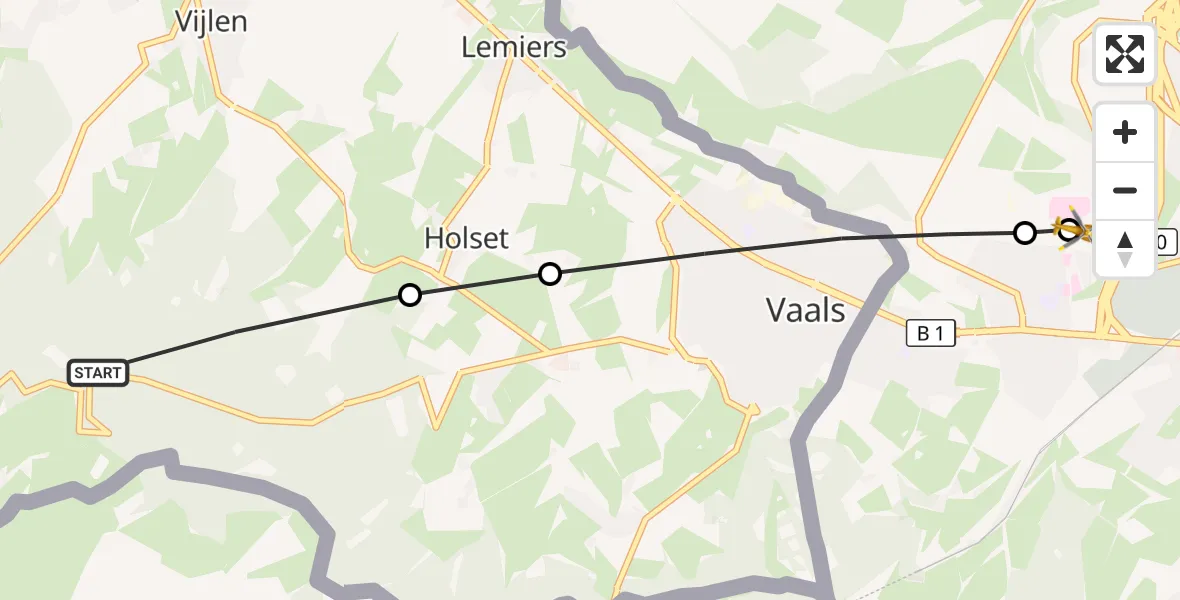 Flugroute Rettungshubschrauber Vijlen - Aachen Hospital, 17 August 2026, 17:24