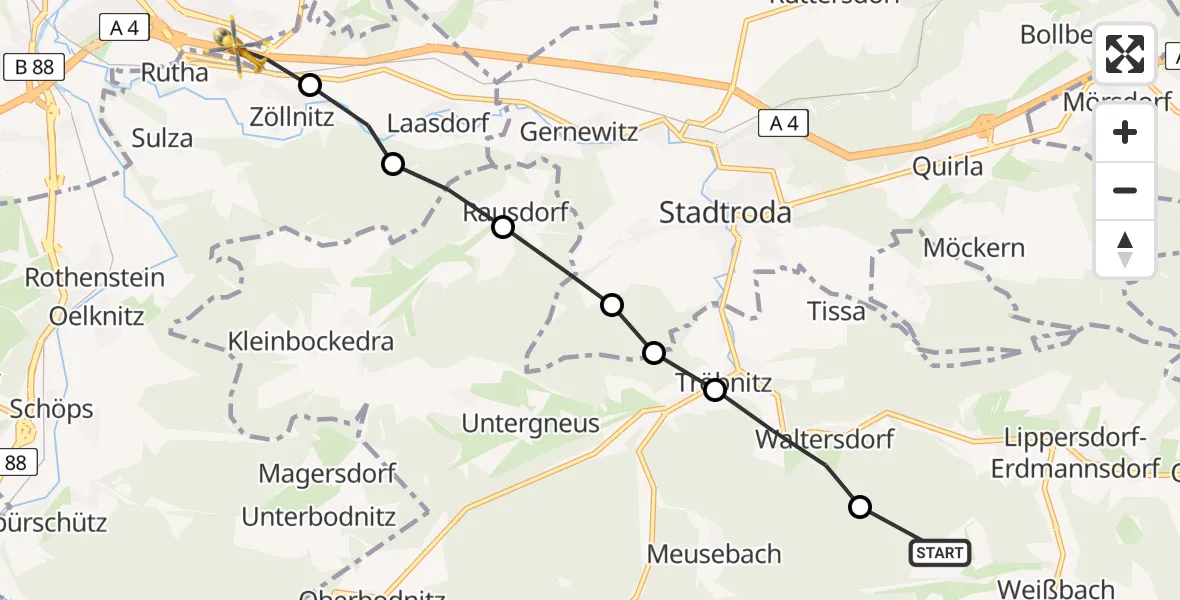 Flugroute Rettungshubschrauber Rattelsdorf - Zöllnitz, 17 August 2026, 17:54