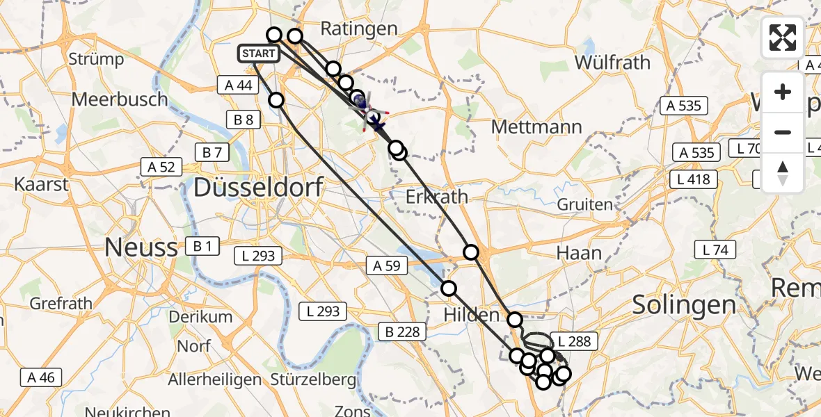 Flugroute Polizeihubschrauber Düsseldorf Flughafen - Düsseldorf, 17 August 2026, 18:22