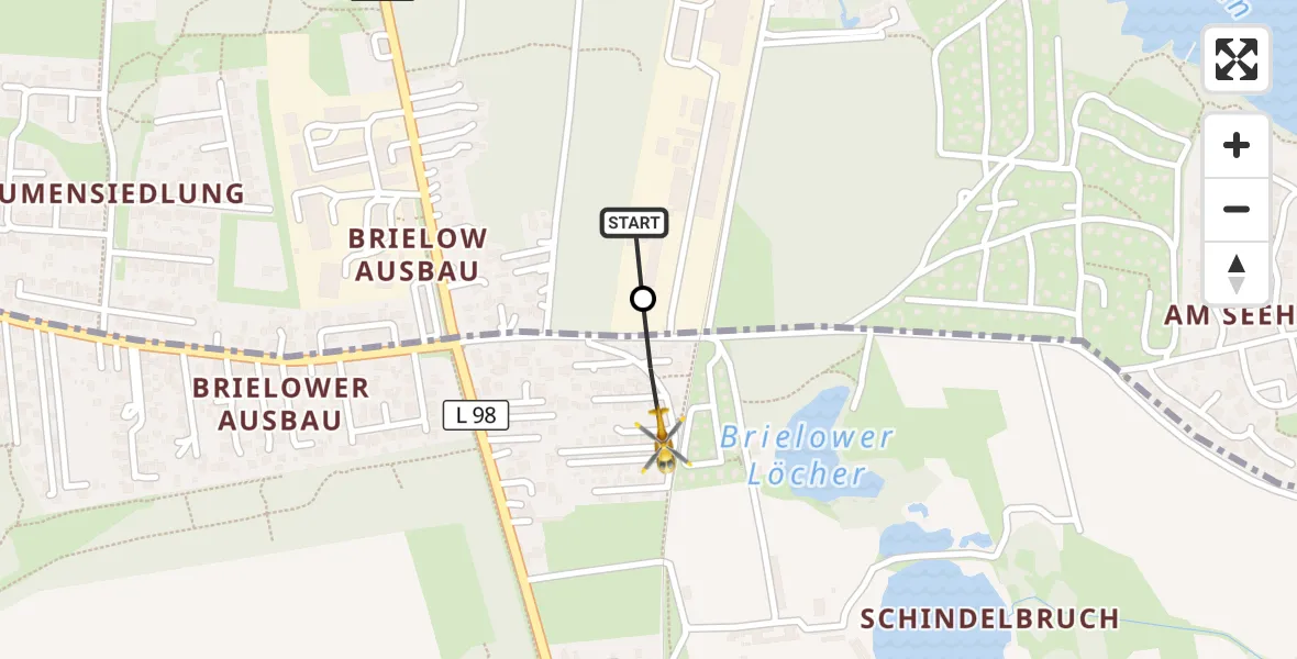 Flugroute Rettungshubschrauber Beetzsee - Brandenburg an der Havel, 17 August 2026, 18:51