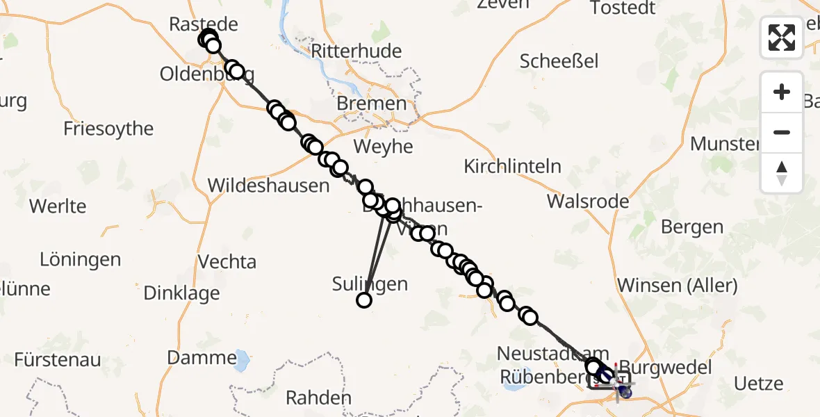 Flugroute Polizeihubschrauber Flughafen Hannover - Flughafen Hannover, 18 August 2026, 02:05