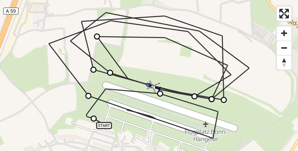 Flugroute Polizeihubschrauber Bonn-Hangelar Flugplatz - Bonn-Hangelar Flugplatz, 18 August 2026, 06:22