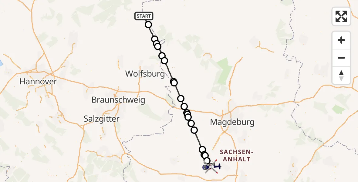 Flugroute Polizeihubschrauber Diesdorf - Hecklingen, 18 August 2026, 06:27
